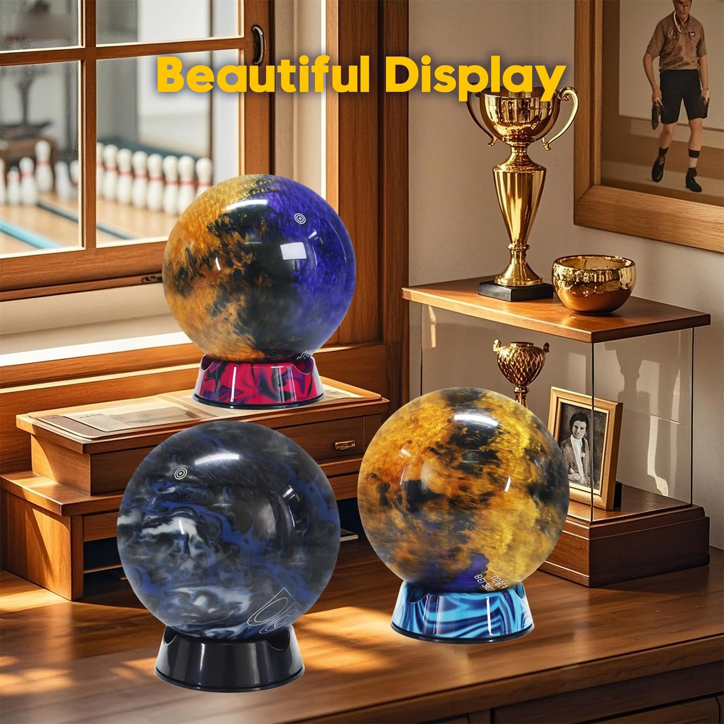 PaceArm Bowling Ball Spinner - Smooth Rotating Bowling Ball Cup Stand with Non-Slip Base, Scratch-Free & Silent Spin Bowling Ball Holder, Ideal Bowling Accessories for Men & Women