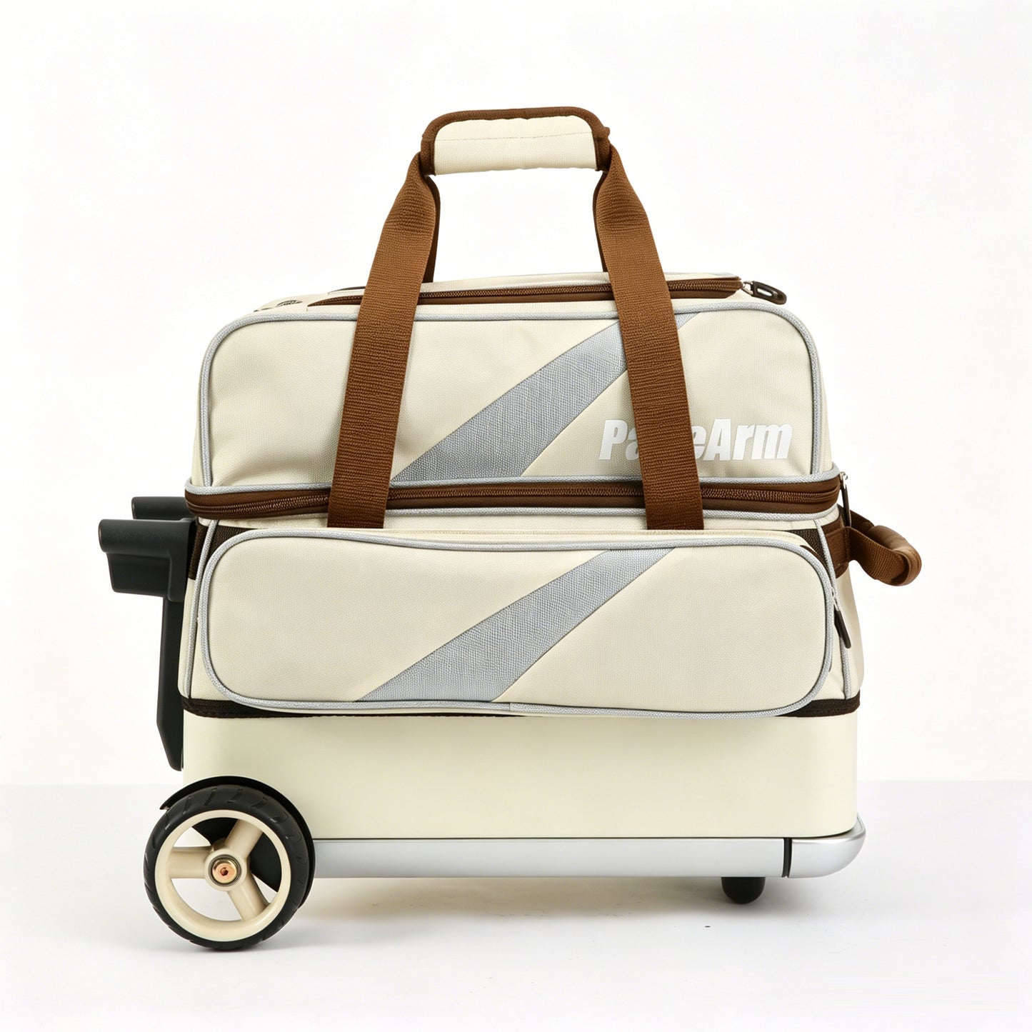 PaceArm 2 Ball Deluxe Bowling Bag with Wheels, Double Bowling Ball Bag 2 Ball Roller with Separate, Retractable Handle & Accessories Pocket