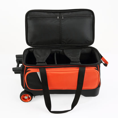 PaceArm 2 Ball Premium Bowling Bag with Wheels, Double Bowling Ball Bag 2 Ball Roller with Separate, Retractable Handle & Accessories Pocket