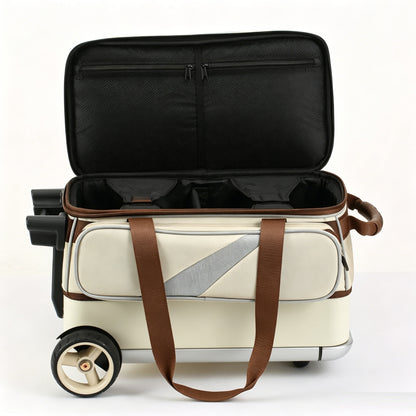 PaceArm 2 Ball Deluxe Bowling Bag with Wheels, Double Bowling Ball Bag 2 Ball Roller with Separate, Retractable Handle & Accessories Pocket