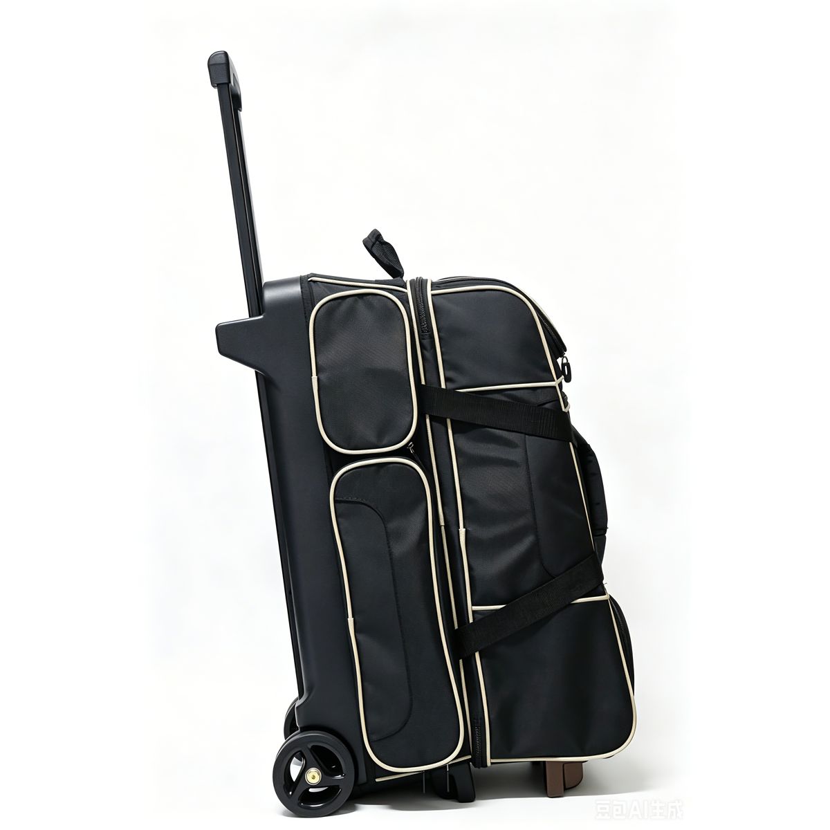 PaceArm Deluxe 4 Bowling Ball Roller Bag with Wide Smooth Wheels - 4 Large Accessory Pockets, Shoe Compartment, Extendable Handle