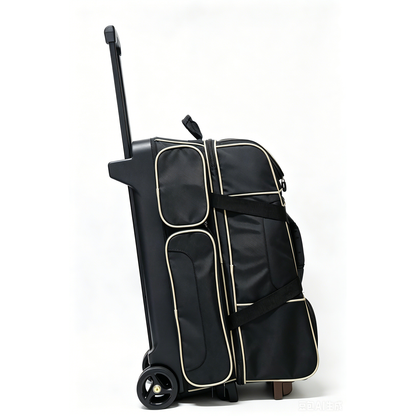 PaceArm Deluxe 4 Bowling Ball Roller Bag with Wide Smooth Wheels - 4 Large Accessory Pockets, Shoe Compartment, Extendable Handle