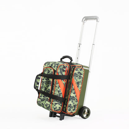 PaceArm 2 Ball Deluxe Bowling Bag with Wheels, Double Bowling Ball Bag 2 Ball Roller with Separate, Retractable Handle & Accessories Pocket