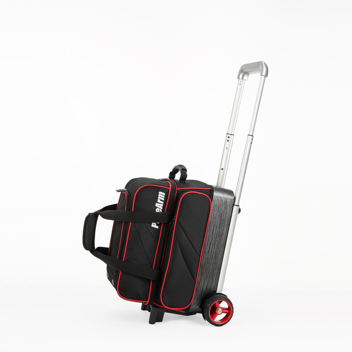 PaceArm 2 Ball Deluxe Bowling Bag with Wheels, Double Bowling Ball Bag 2 Ball Roller with Separate, Retractable Handle & Accessories Pocket