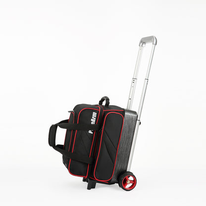 PaceArm 2 Ball Deluxe Bowling Bag with Wheels, Double Bowling Ball Bag 2 Ball Roller with Separate, Retractable Handle & Accessories Pocket