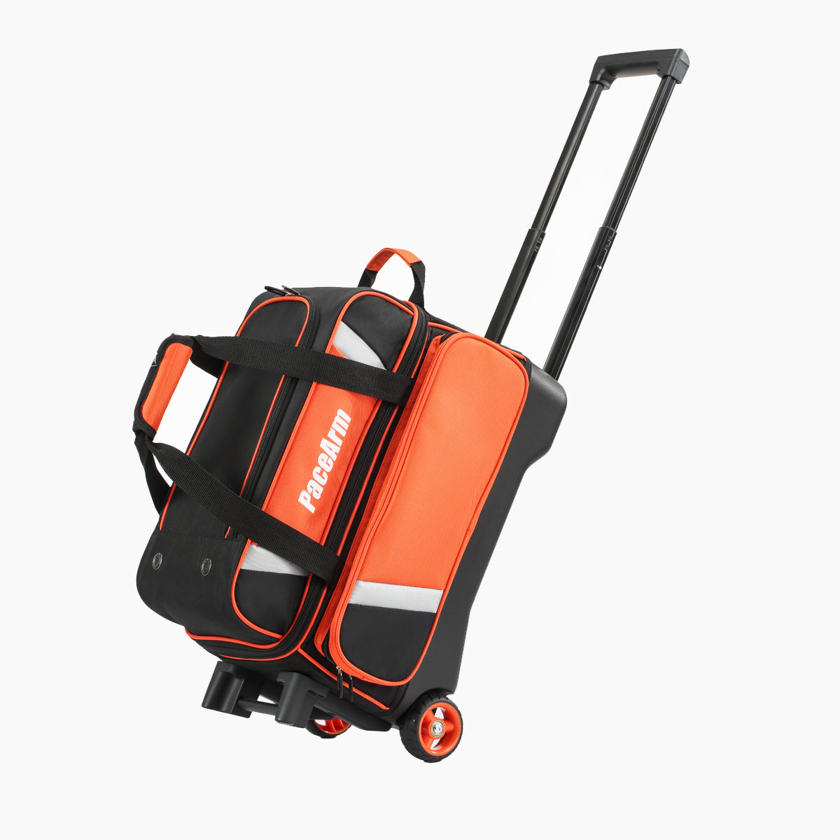 PaceArm 2 Ball Premium Bowling Bag with Wheels, Double Bowling Ball Bag 2 Ball Roller with Separate, Retractable Handle & Accessories Pocket