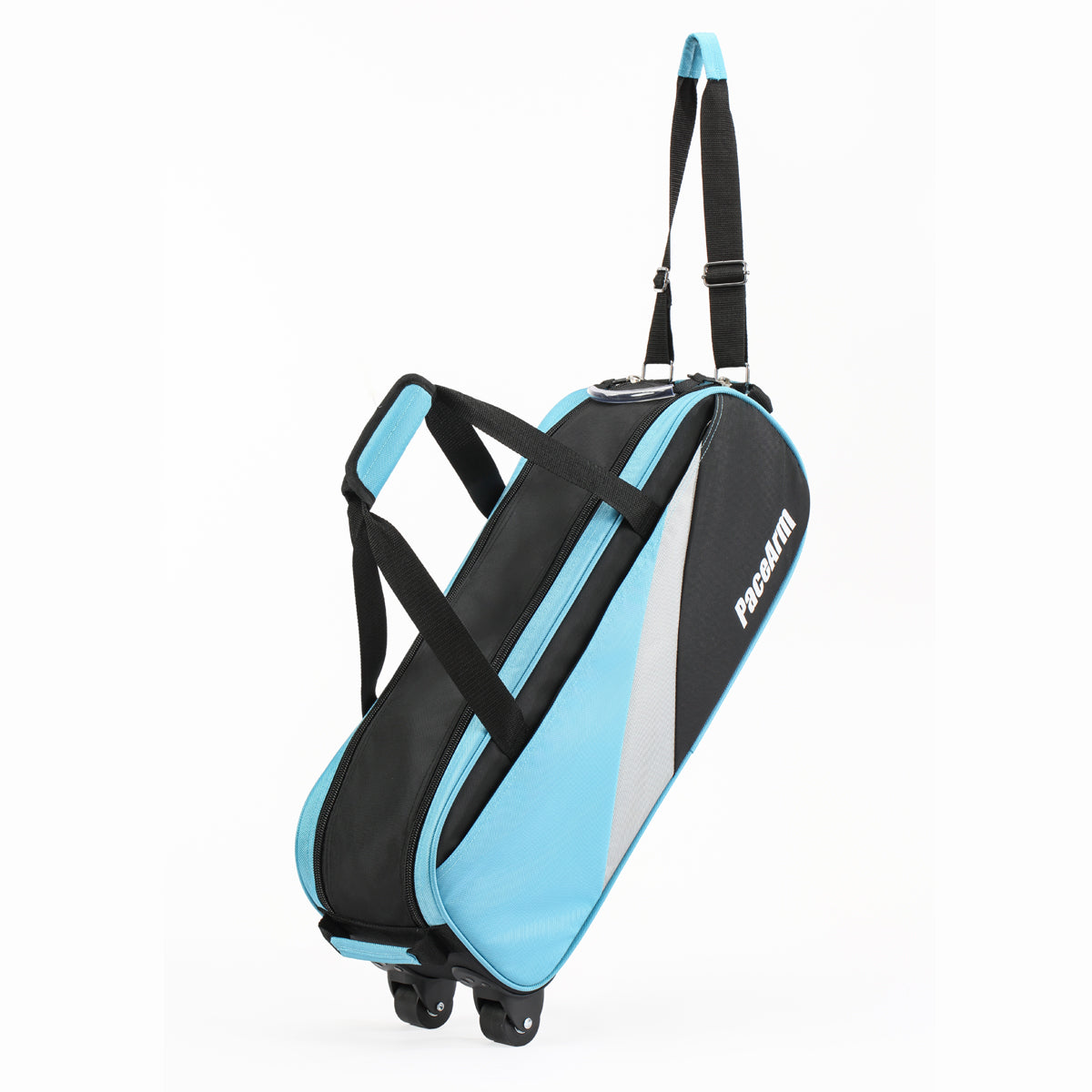  PaceArm Rolling Bowling Bag for 3 Balls, Wheeled Carry/Drag Bowling Tote – Sturdy, Large Capacity for Bowling Shoes & Gear