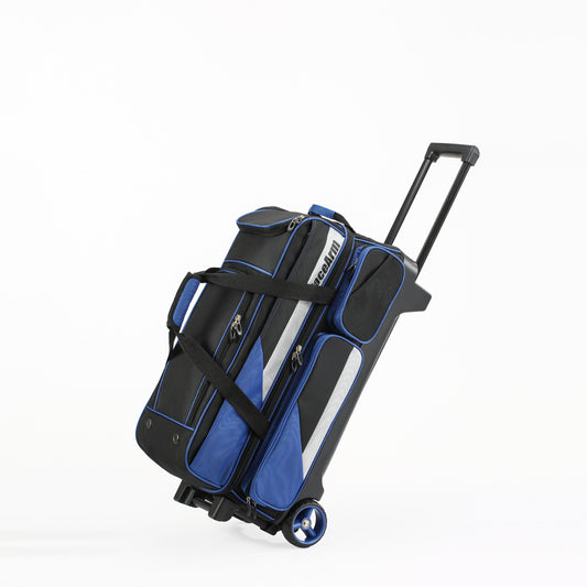 PaceArm Deluxe 3 Ball Premium Bowling Bag with Wheels, 3 Bowling Ball Bag 3 Ball Roller with Separate, Retractable Handle & Accessories Pocket