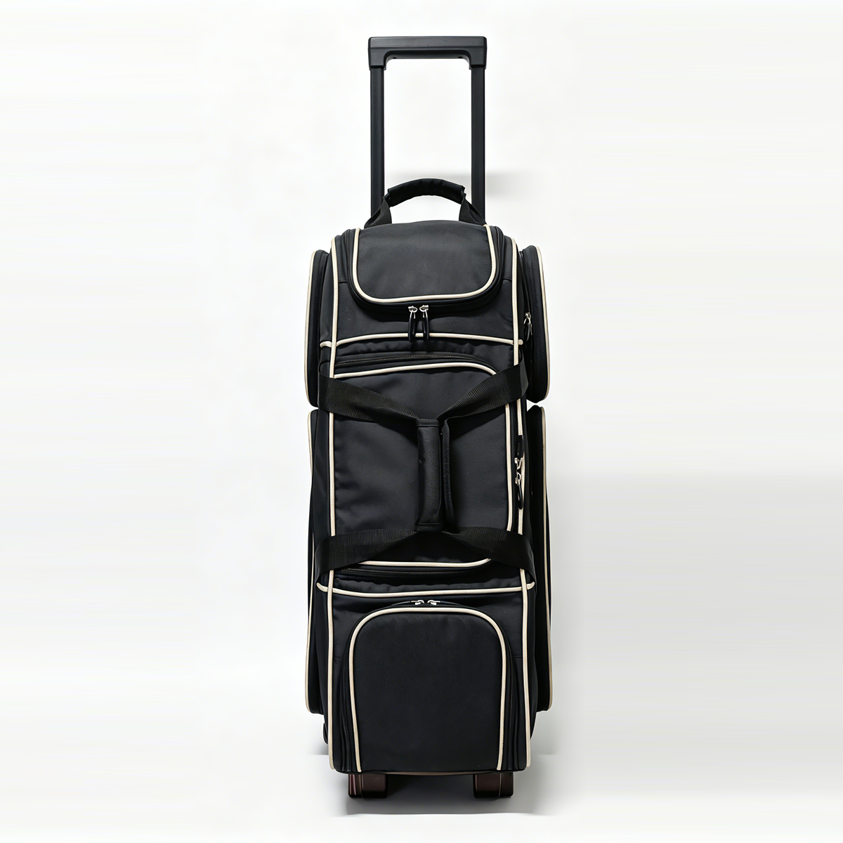 PaceArm Deluxe 4 Bowling Ball Roller Bag with Wide Smooth Wheels - 4 Large Accessory Pockets, Shoe Compartment, Extendable Handle