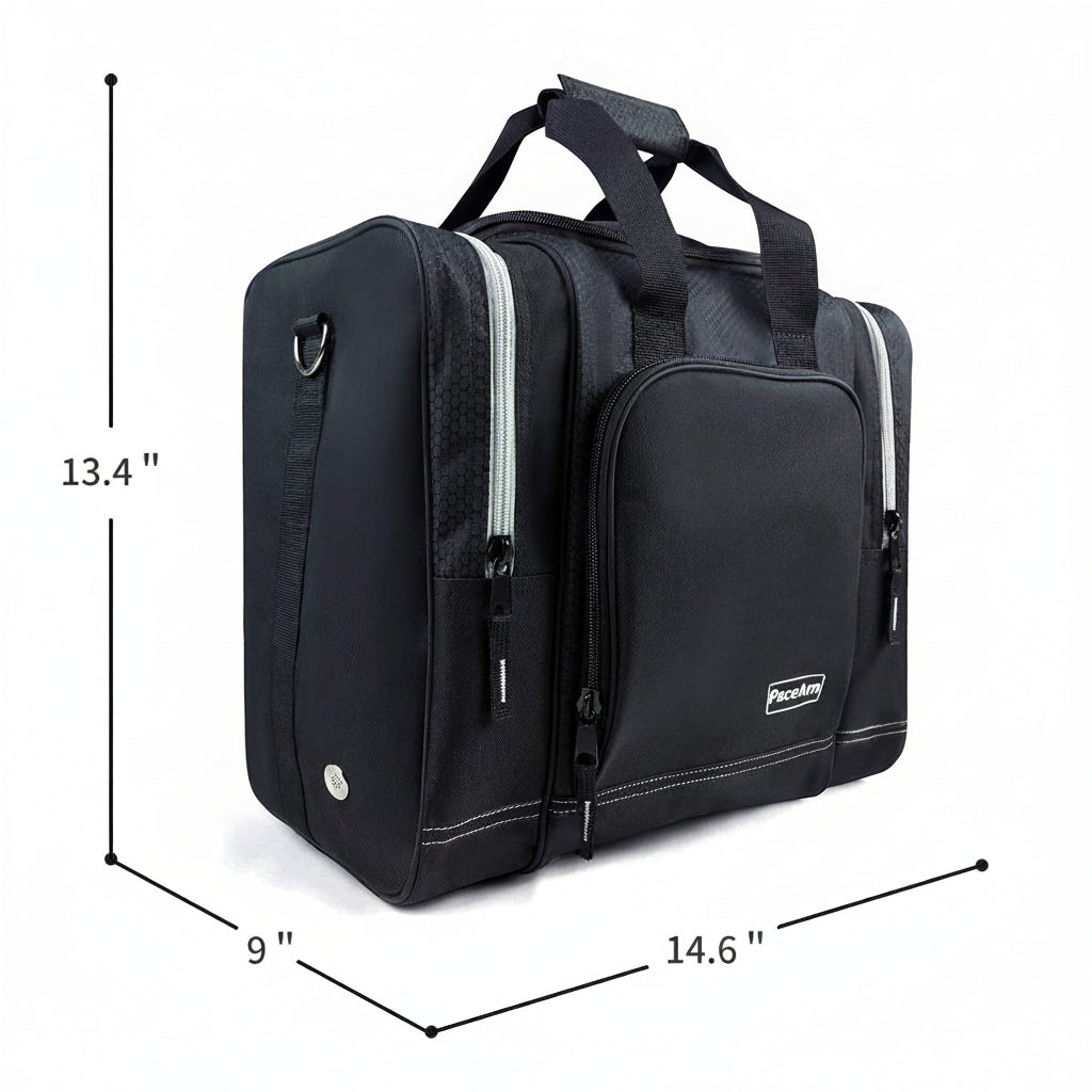 PaceArm Bowling Ball Bag for Single Ball, 2025 Bowling Bag with Plastic Ball Holder, Durable Bowling Tote Fits Bowling Shoes Up to Mens Size 14 and Accessories