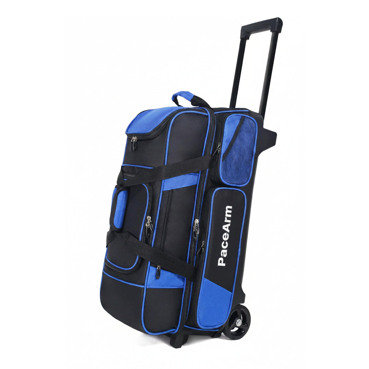 3 Ball Bowling Bags with Wheels & Shoe Pocket, Premium Bowling Ball Bag 3 Ball Roller, Effortless-Rolling 3 Ball Bowling Bag w/Multi-Storage Pockets & Telescopic Handle Extends to 40''