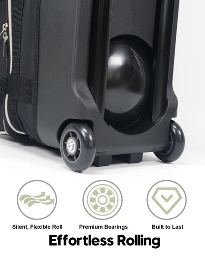 Single Bowling Ball Bag with Wheels, Deluxe Rolling Bowling Bags 1 Ball and Shoes Pocket w/Molded BallCup, Bonus Storage Bag, 40" Retractable Handle - Large 1 Ball Bowling Bags with Wheels
