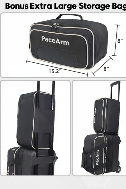 Single Bowling Ball Bag with Wheels, Deluxe Rolling Bowling Bags 1 Ball and Shoes Pocket w/Molded BallCup, Bonus Storage Bag, 40" Retractable Handle - Large 1 Ball Bowling Bags with Wheels