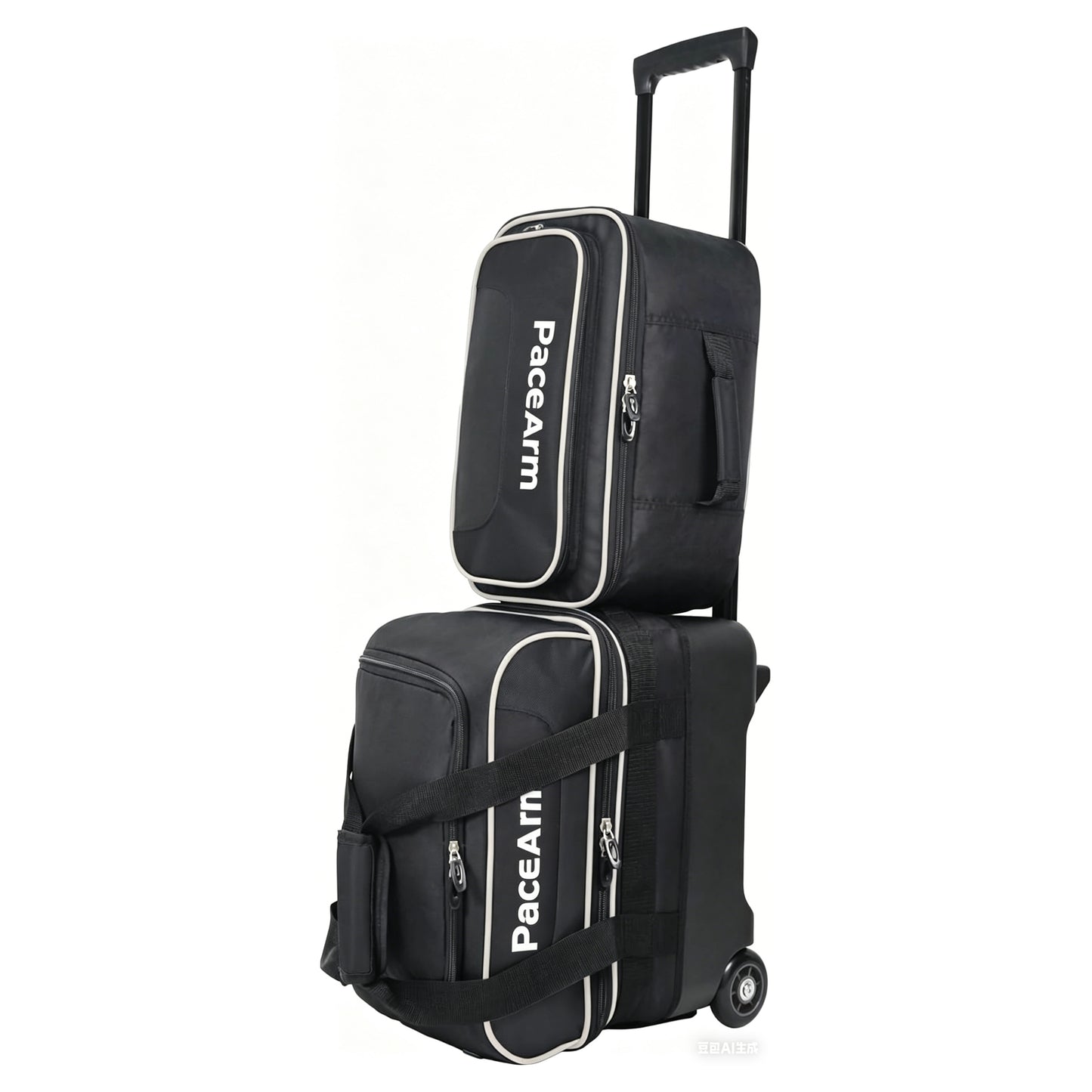 Single Bowling Ball Bag with Wheels, Deluxe Rolling Bowling Bags 1 Ball and Shoes Pocket w/Molded BallCup, Bonus Storage Bag, 40" Retractable Handle - Large 1 Ball Bowling Bags with Wheels