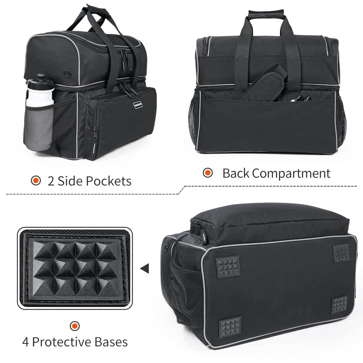 PaceArm 2 Ball Bowling Bag - Double Bowling Ball Bag with Dual Padded Holder & Mutiple Pockets - Fits Shoes Up to Mens Size 16 and Accessories