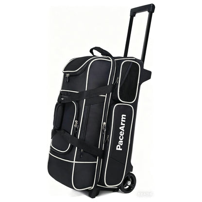 3 Ball Bowling Bags with Wheels & Shoe Pocket, Premium Bowling Ball Bag 3 Ball Roller, Effortless-Rolling 3 Ball Bowling Bag w/Multi-Storage Pockets & Telescopic Handle Extends to 40''