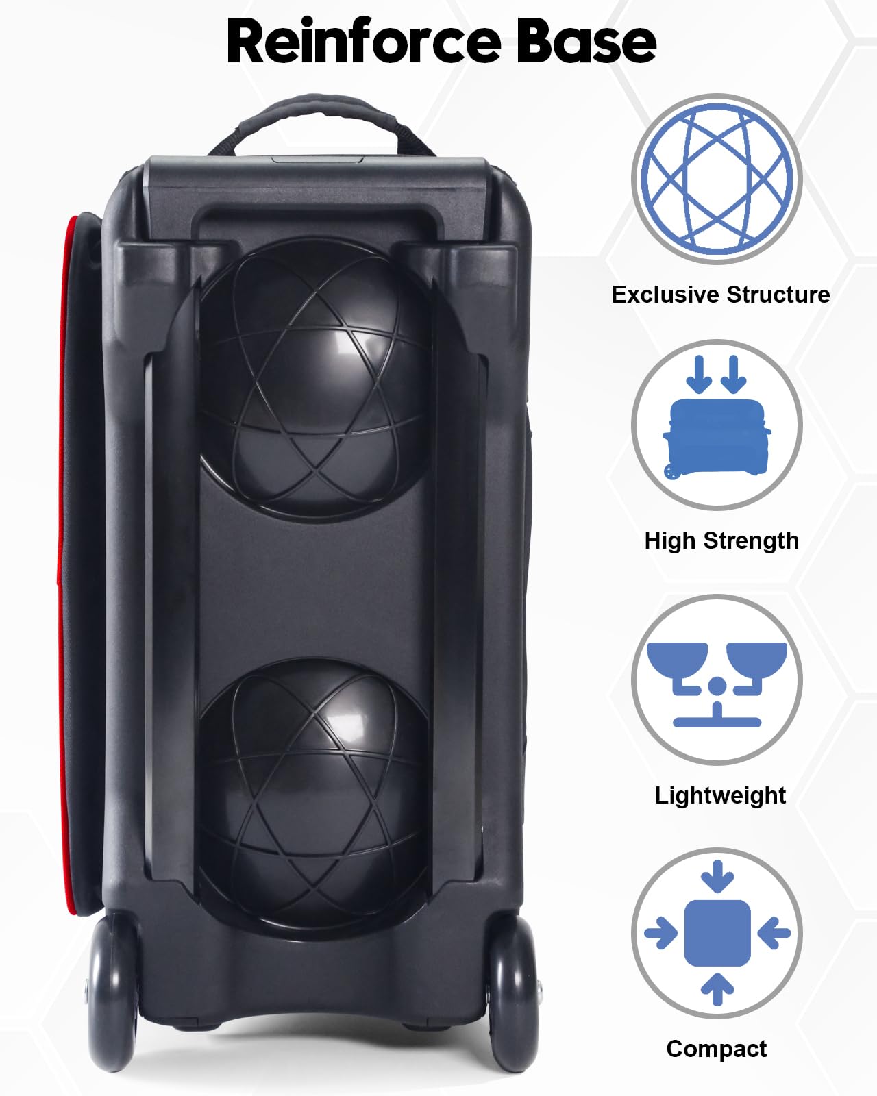 PaceArm 2 Ball Bowling Bag with Wheels, Double Bowling Ball Bag 2 Ball Roller w/Separate Compartment for Shoes Up to US Mens Size 16, w/Retractable Handle Extends to 40" & Accessories Pocket