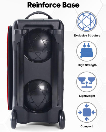 PaceArm 2 Ball Bowling Bag with Wheels, Double Bowling Ball Bag 2 Ball Roller w/Separate Compartment for Shoes Up to US Mens Size 16, w/Retractable Handle Extends to 40" & Accessories Pocket
