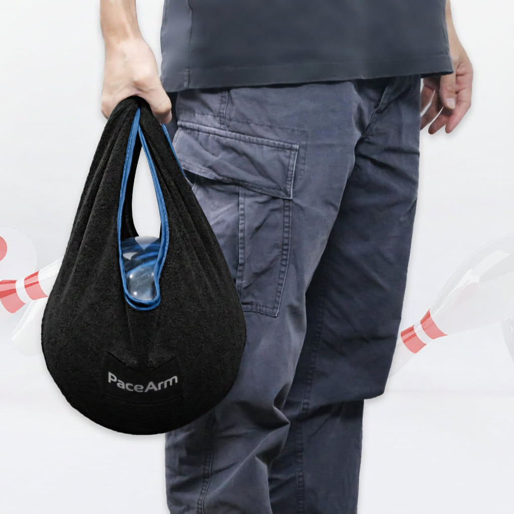 PaceArm Bowling Ball Polisher, Microfiber Bowling Towel See-Saw for Bowlers, Large Washable Bowling Shammy Seesaw, Ball Cleaner Holder Bag