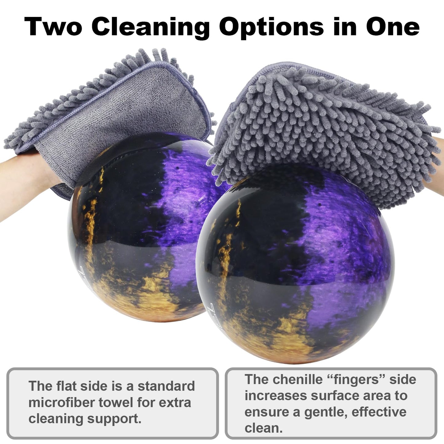 Bowling Towel Shammy Pad - Wearable Soft Bowling Ball Towel, Dual-Sided Chenille & Microfiber Bowling Rag for Easy, Gentle Cleaning, Highly Absorbent Bowling Accessories for Men Women