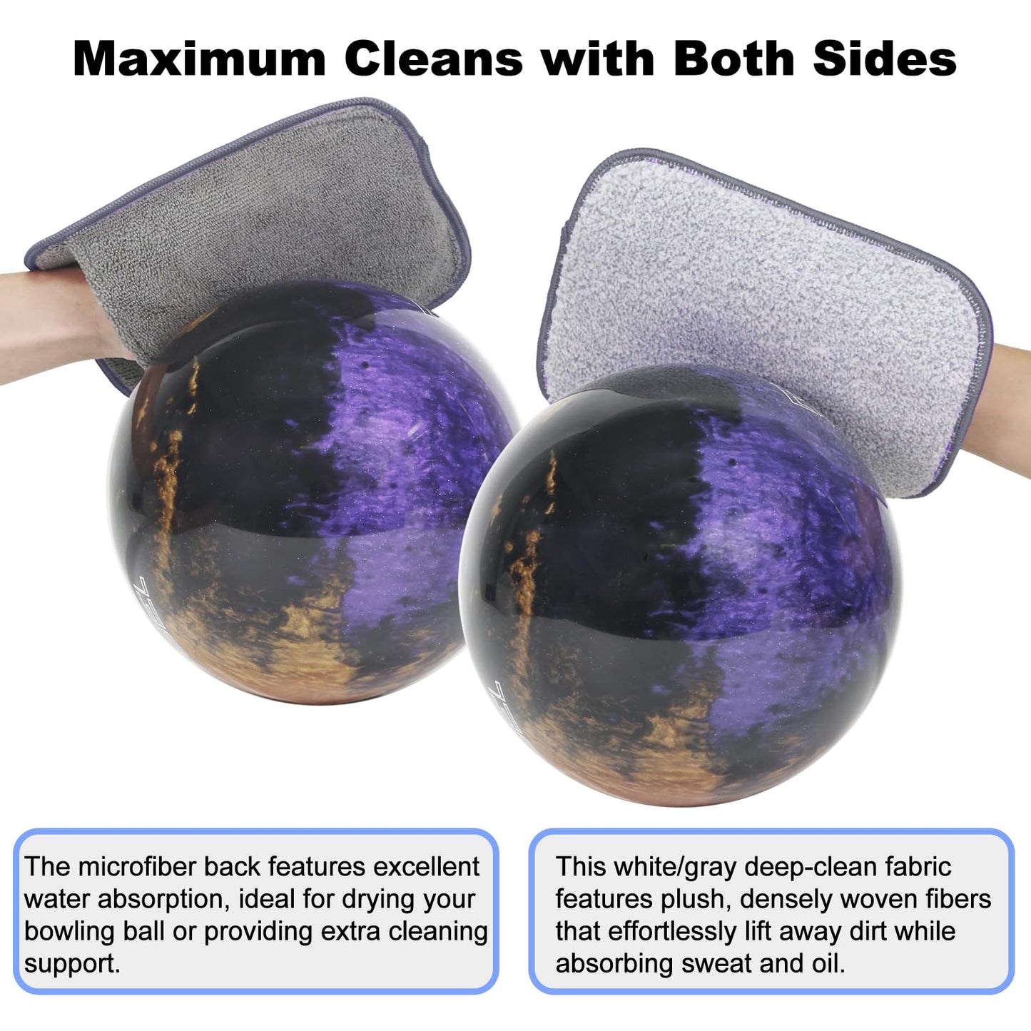 Bowling Towel Shammy Pad, Wearable Bowling Ball Towel Glove, Dual-Sided Microfiber Bowling Rag for Easy, Gentle, Deep Cleaning - Bowling Accessories for Men Women