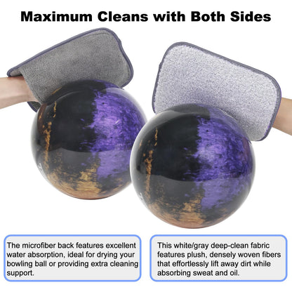 Bowling Towel Shammy Pad, Wearable Bowling Ball Towel Glove, Dual-Sided Microfiber Bowling Rag for Easy, Gentle, Deep Cleaning - Bowling Accessories for Men Women