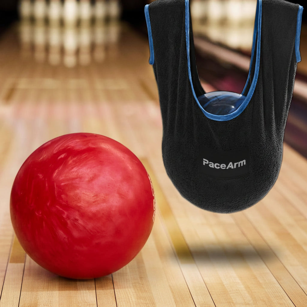 PaceArm Bowling Ball Polisher, Microfiber Bowling Towel See-Saw for Bowlers, Large Washable Bowling Shammy Seesaw, Ball Cleaner Holder Bag