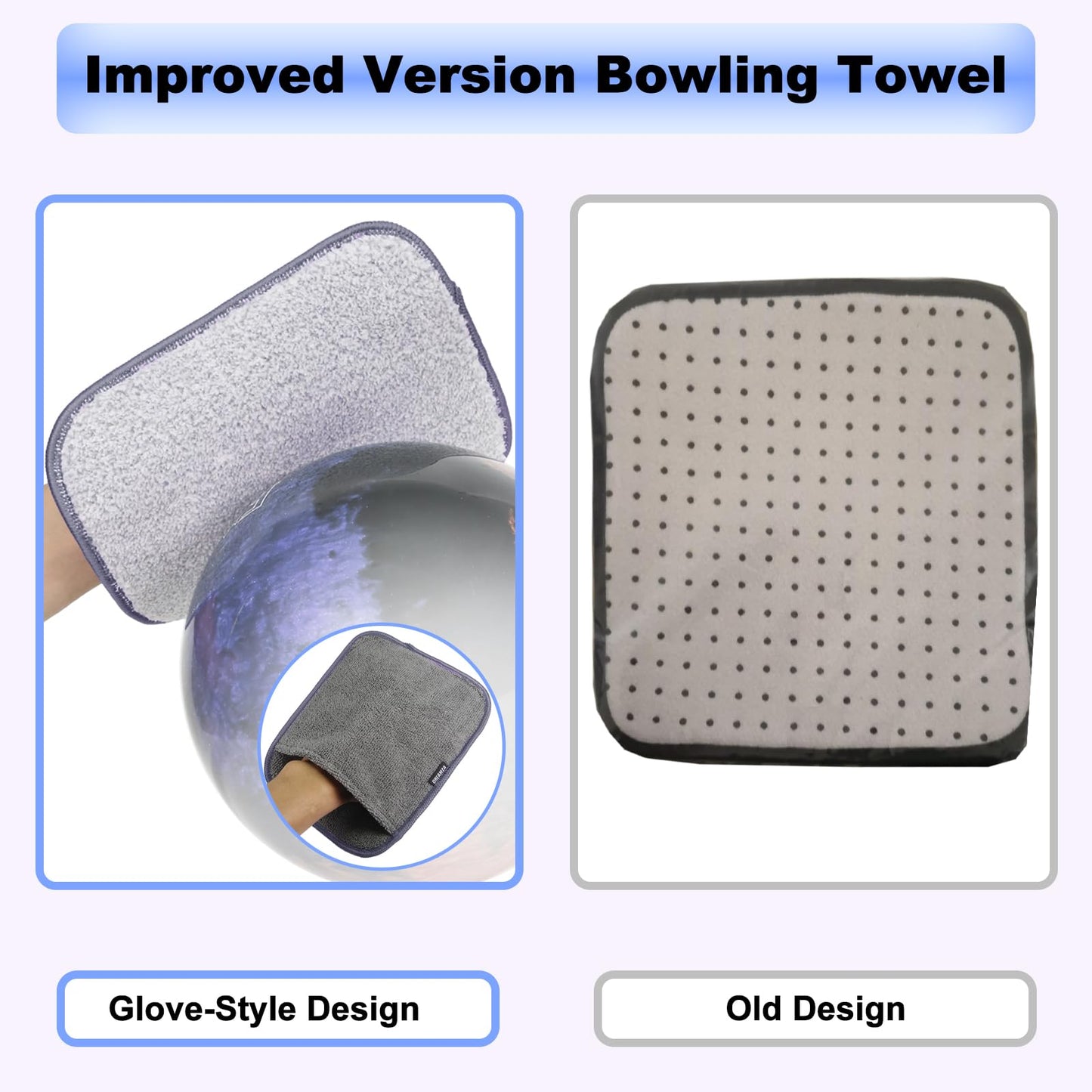 Bowling Towel Shammy Pad, Wearable Bowling Ball Towel Glove, Dual-Sided Microfiber Bowling Rag for Easy, Gentle, Deep Cleaning - Bowling Accessories for Men Women