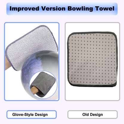 Bowling Towel Shammy Pad, Wearable Bowling Ball Towel Glove, Dual-Sided Microfiber Bowling Rag for Easy, Gentle, Deep Cleaning - Bowling Accessories for Men Women