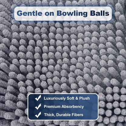 Bowling Towel Shammy Pad - Wearable Soft Bowling Ball Towel, Dual-Sided Chenille & Microfiber Bowling Rag for Easy, Gentle Cleaning, Highly Absorbent Bowling Accessories for Men Women
