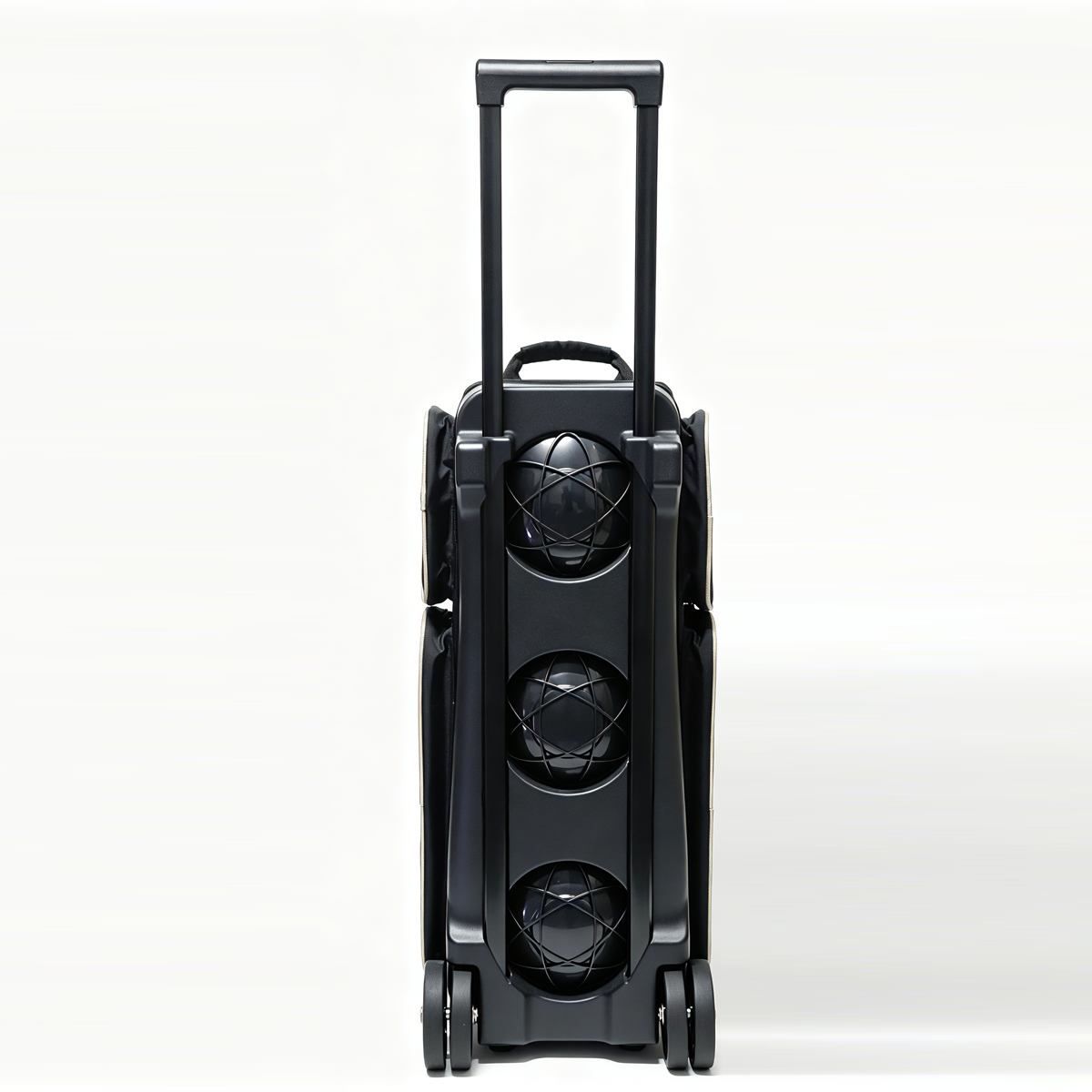 PaceArm Deluxe 4 Bowling Ball Roller Bag with Wide Smooth Wheels - 4 Large Accessory Pockets, Shoe Compartment, Extendable Handle